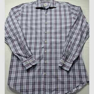 Peter Millar Plaid Button Down Shirt Blue Pink Long Sleeve Men’s - Large